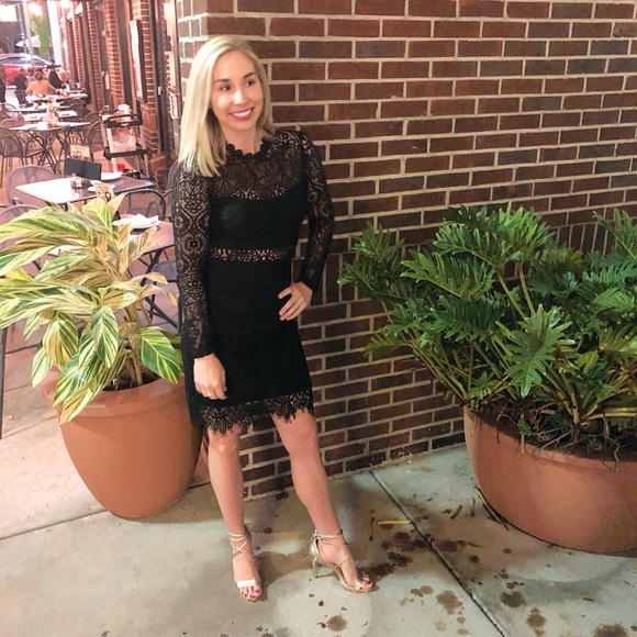 Lulus Women's Black Appetite For Seduction Long Sleeve Lace Dress Size XS - Picture 5 of 5